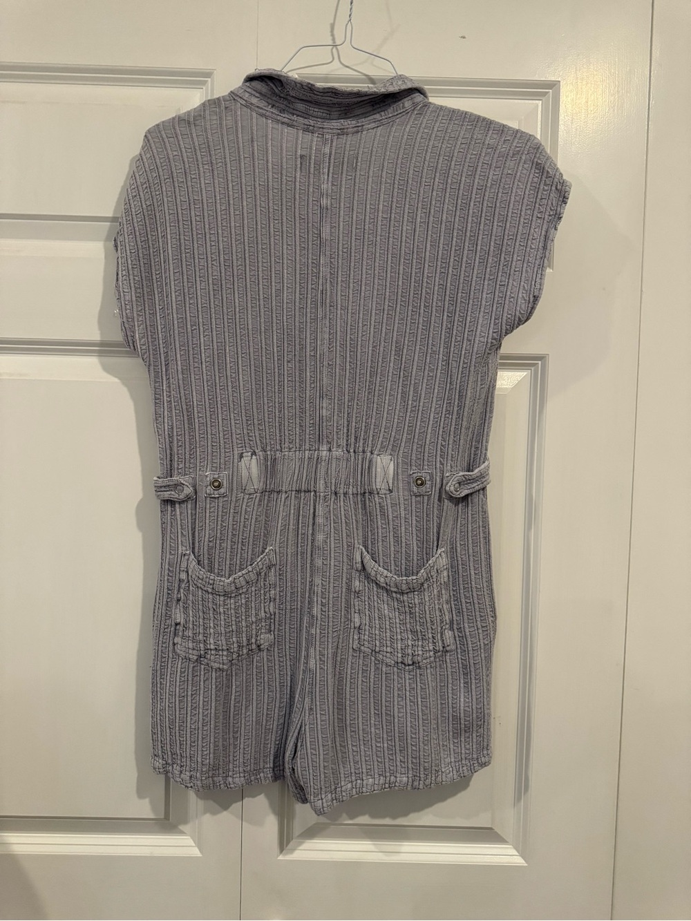 Vintage Havana Blue Textured Button-Down Romper Size Small - Picture 4 of 11